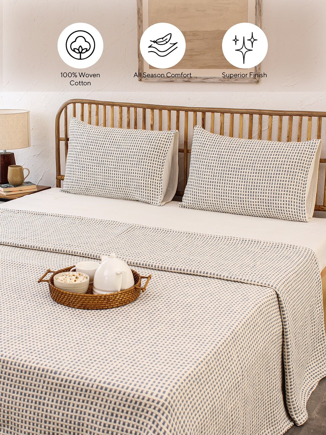 Girnar Double Bedcover (Dark Blue)