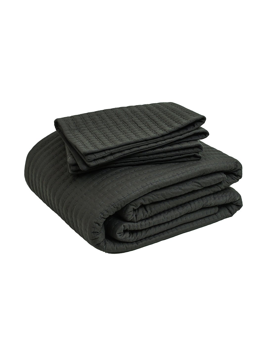 Kanhar 1 Double Bedcover 2 Pillow Covers (Black)