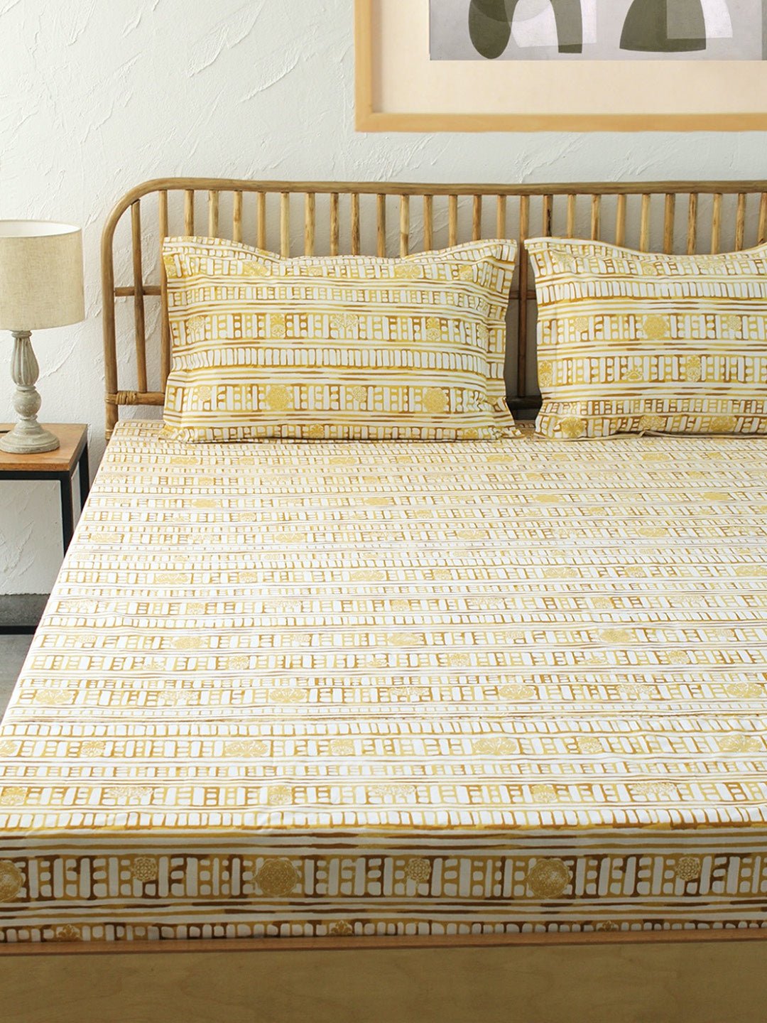 Sanchi Bed Set (Duvet Cover + Bedsheet) - Yellow