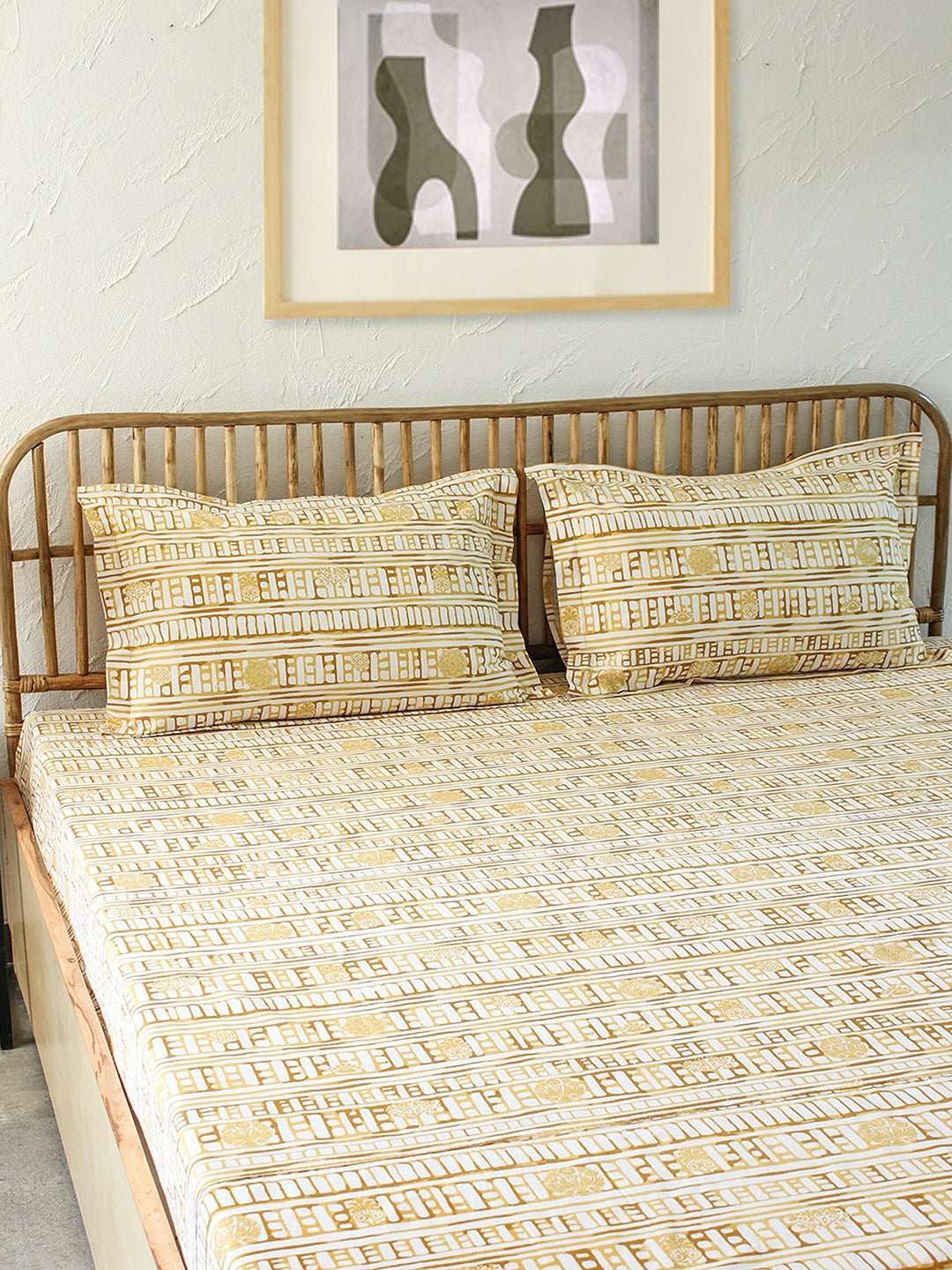 Sanchi Bed Set (Duvet Cover + Bedsheet) - Yellow
