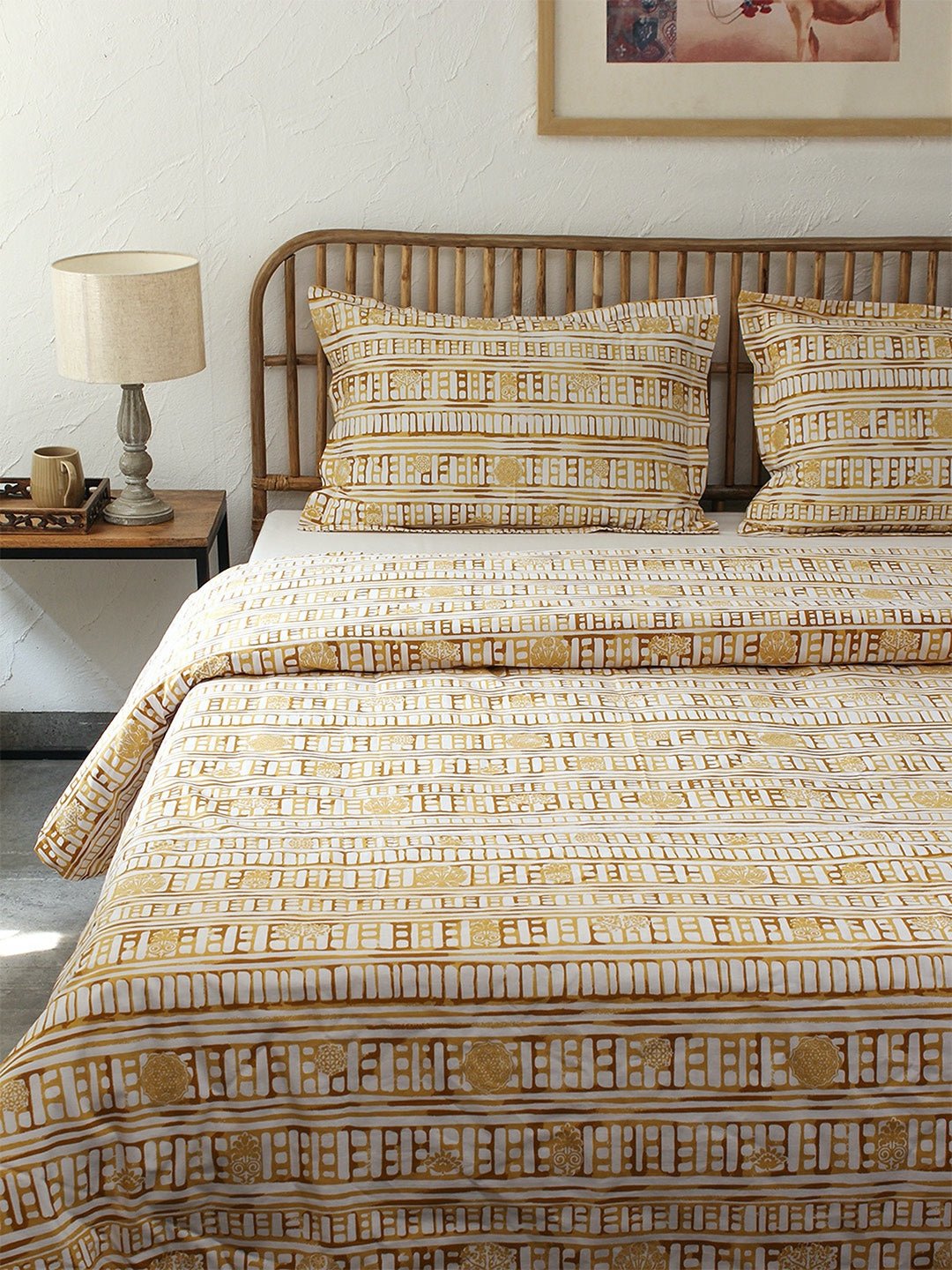 Sanchi Bed Set (Duvet Cover + Bedsheet) - Yellow
