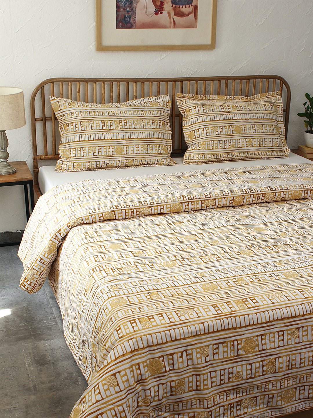 Sanchi Bed Set (Duvet Cover + Bedsheet) - Yellow