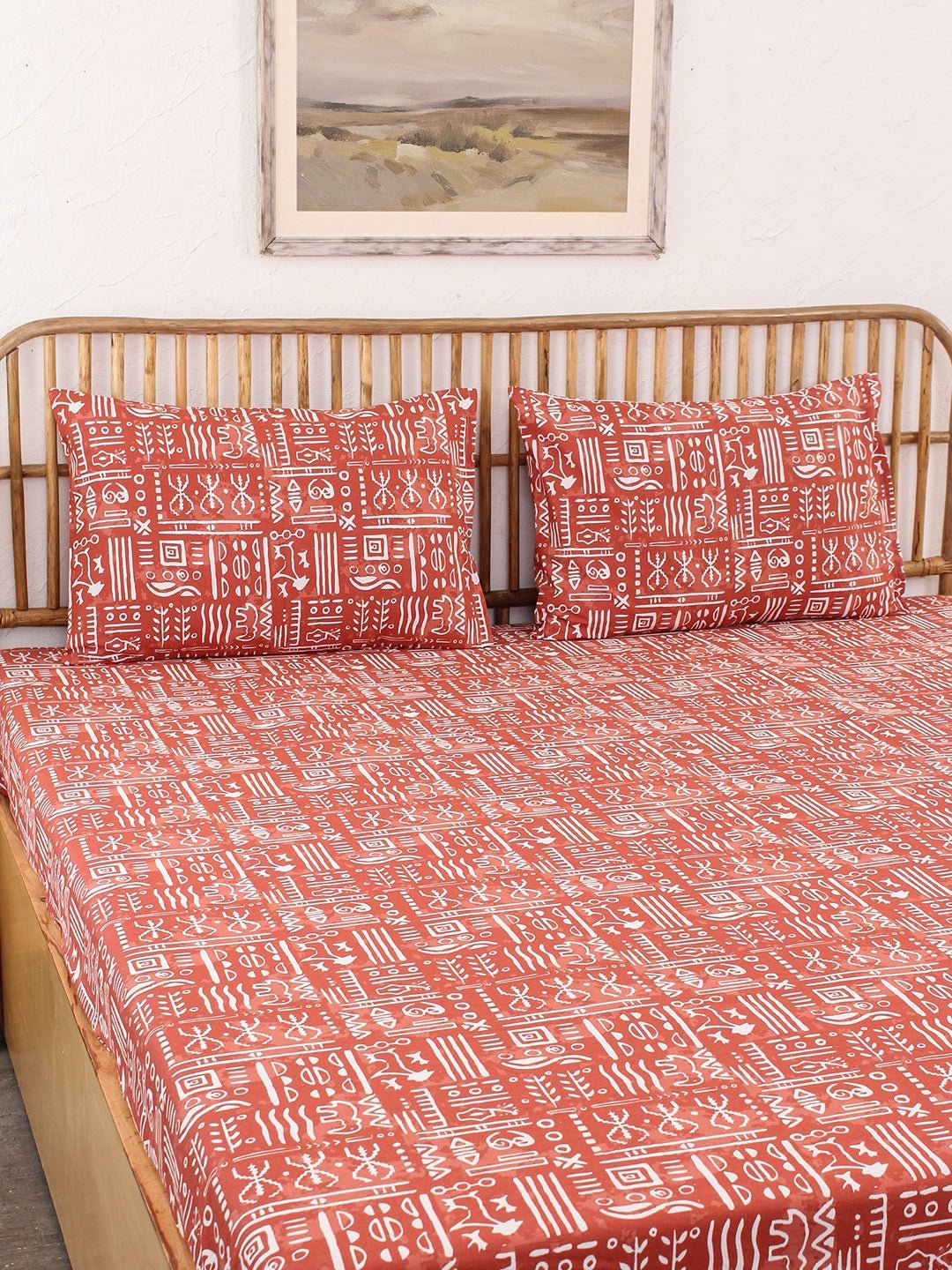 Gamathi Bed Set (Duvet Cover + Bedsheet) - Rust