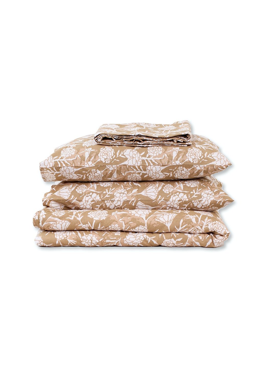 Genda Phool Bed Set (Duvet Cover + Bedsheet) - Beige
