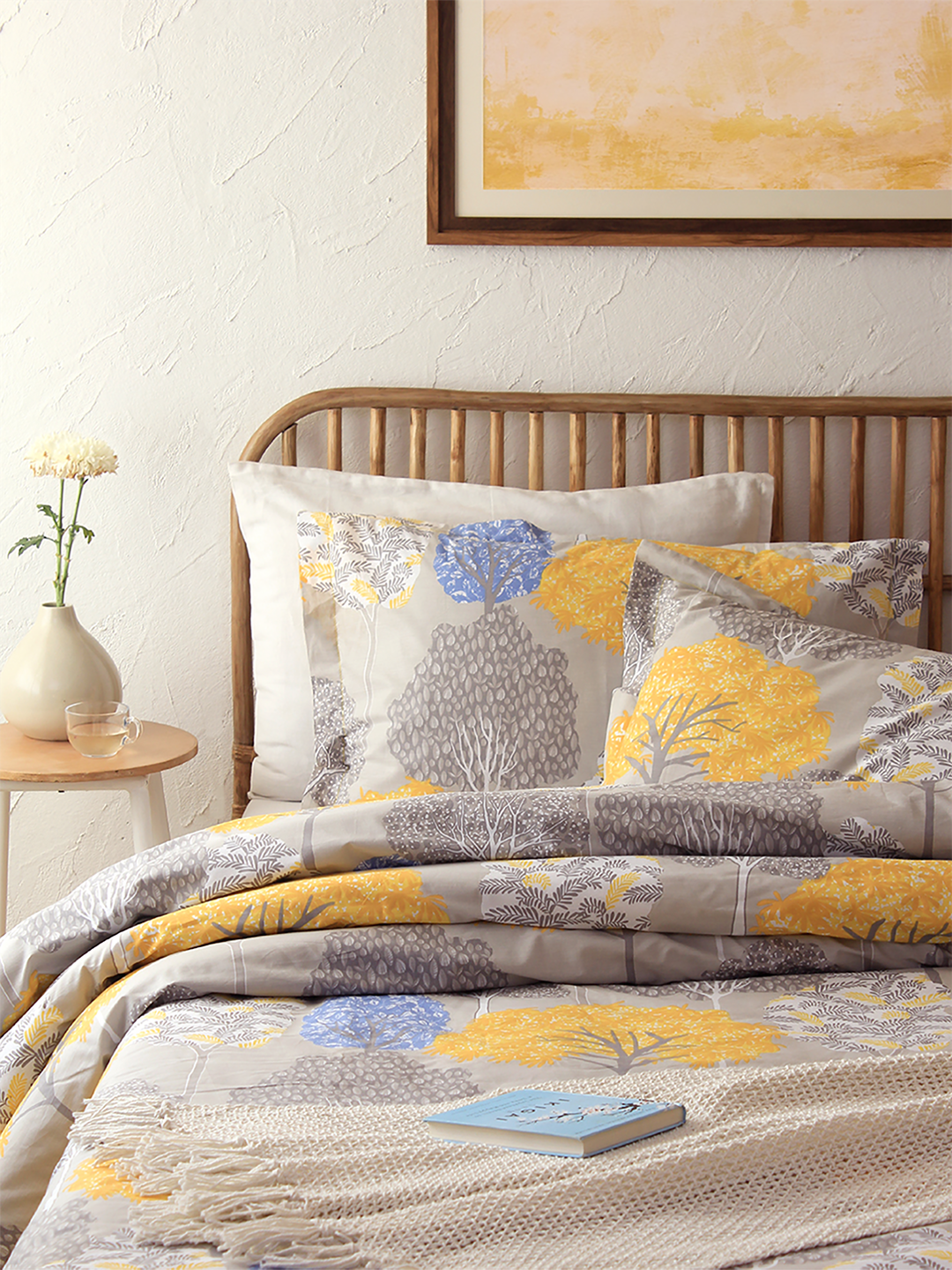 Saptaparni Bed Set (Dohar + Bedsheet) - Yellow