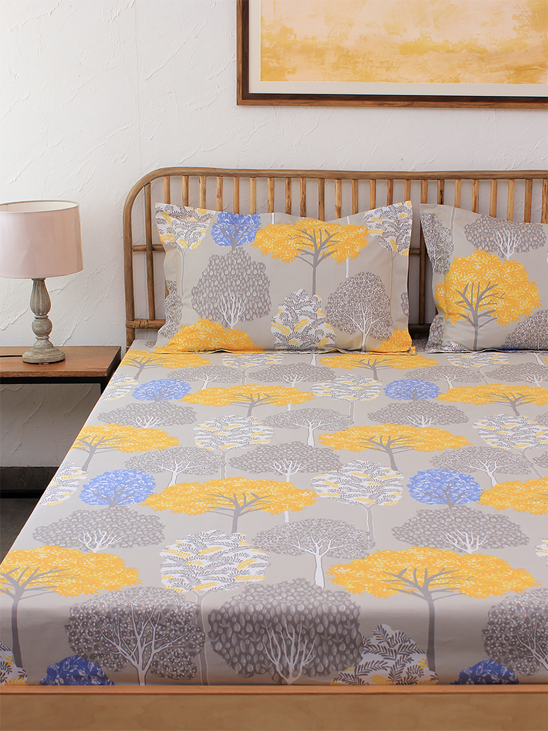 Saptaparni Bed Set (Dohar + Bedsheet) - Yellow
