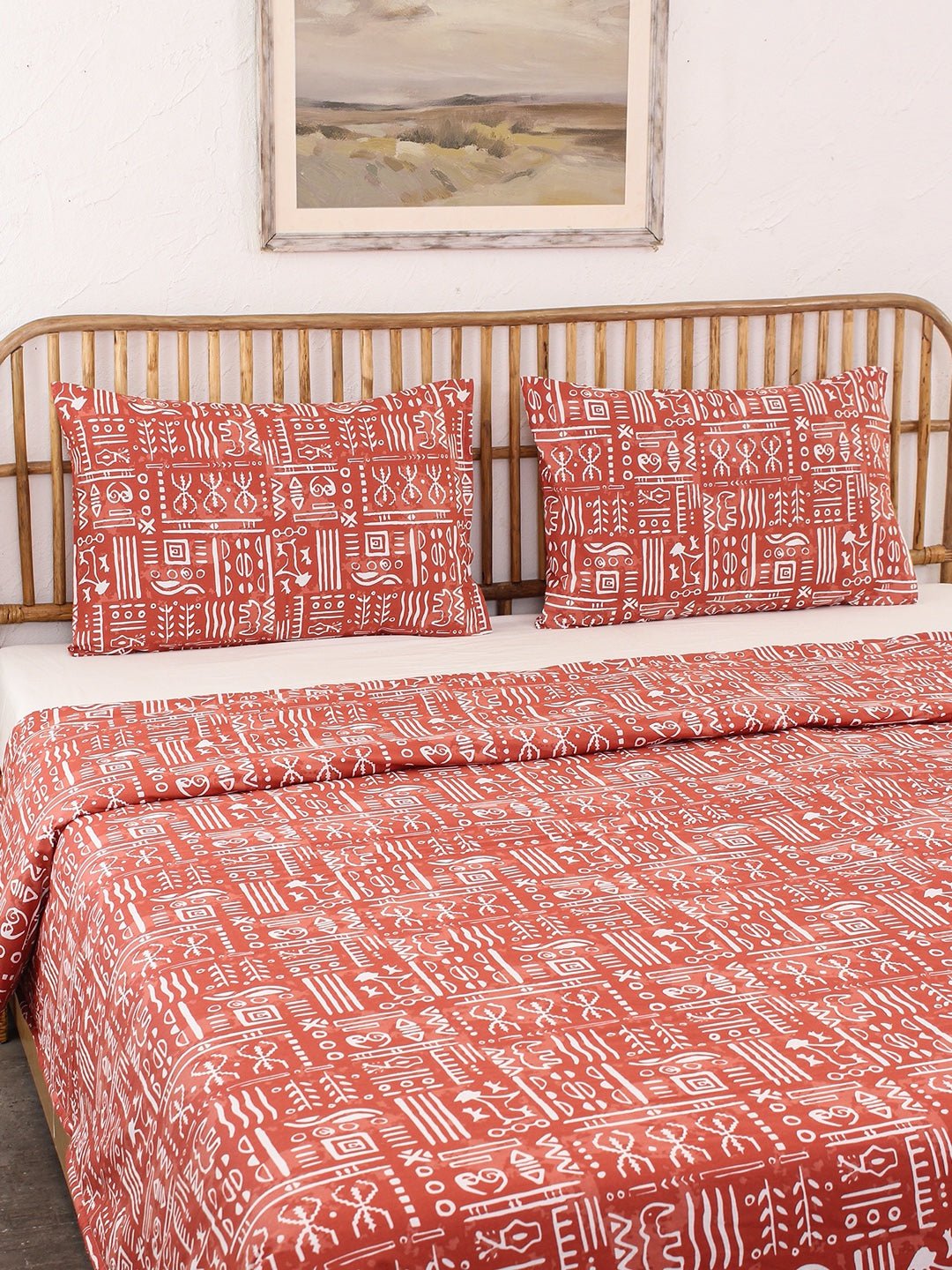 Gamathi Bed Set (Dohar + Bedsheet) - Rust