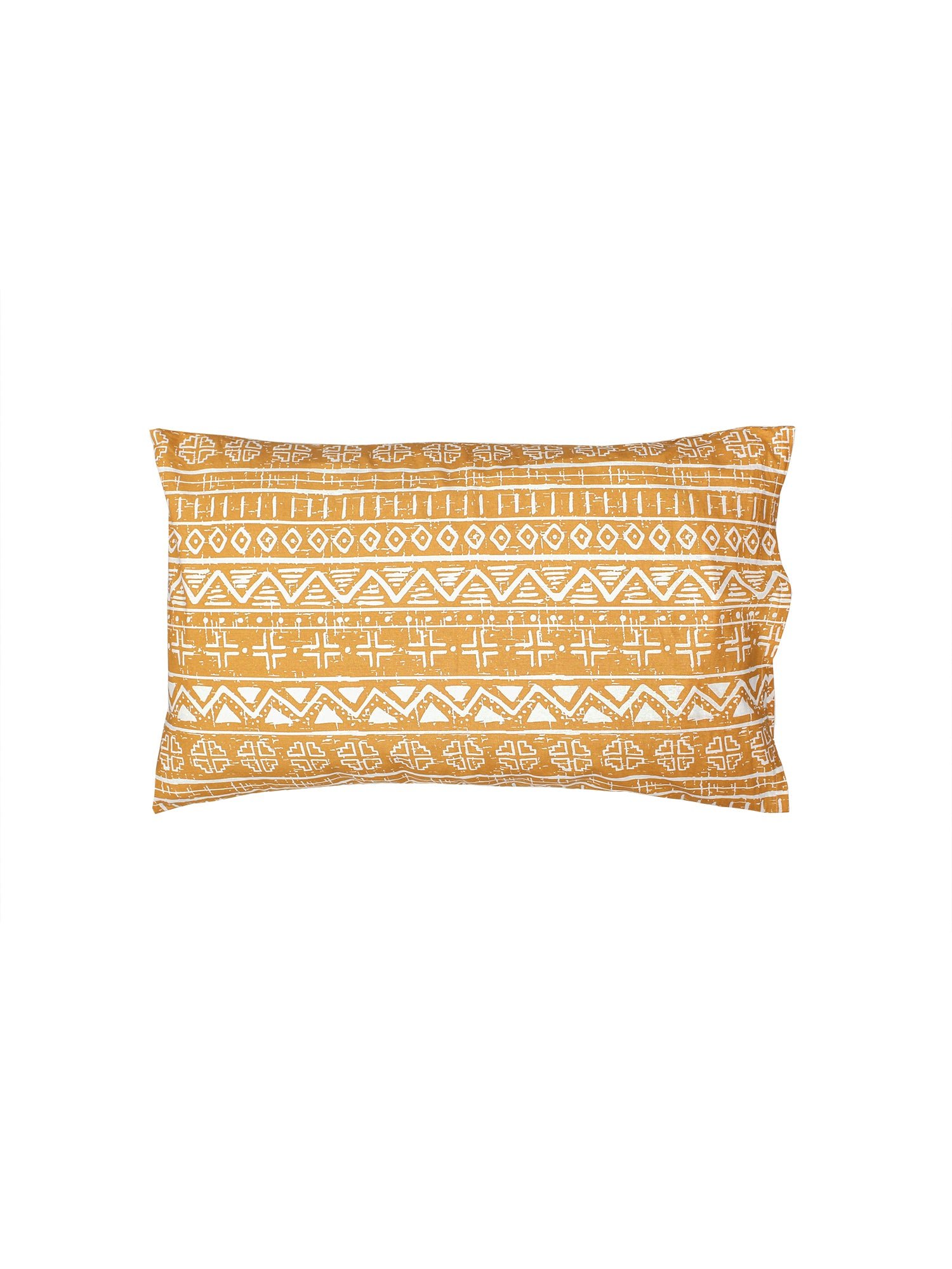 Kullu Patti Bedsheet with Pillow Cover (Yellow) - 144 TC