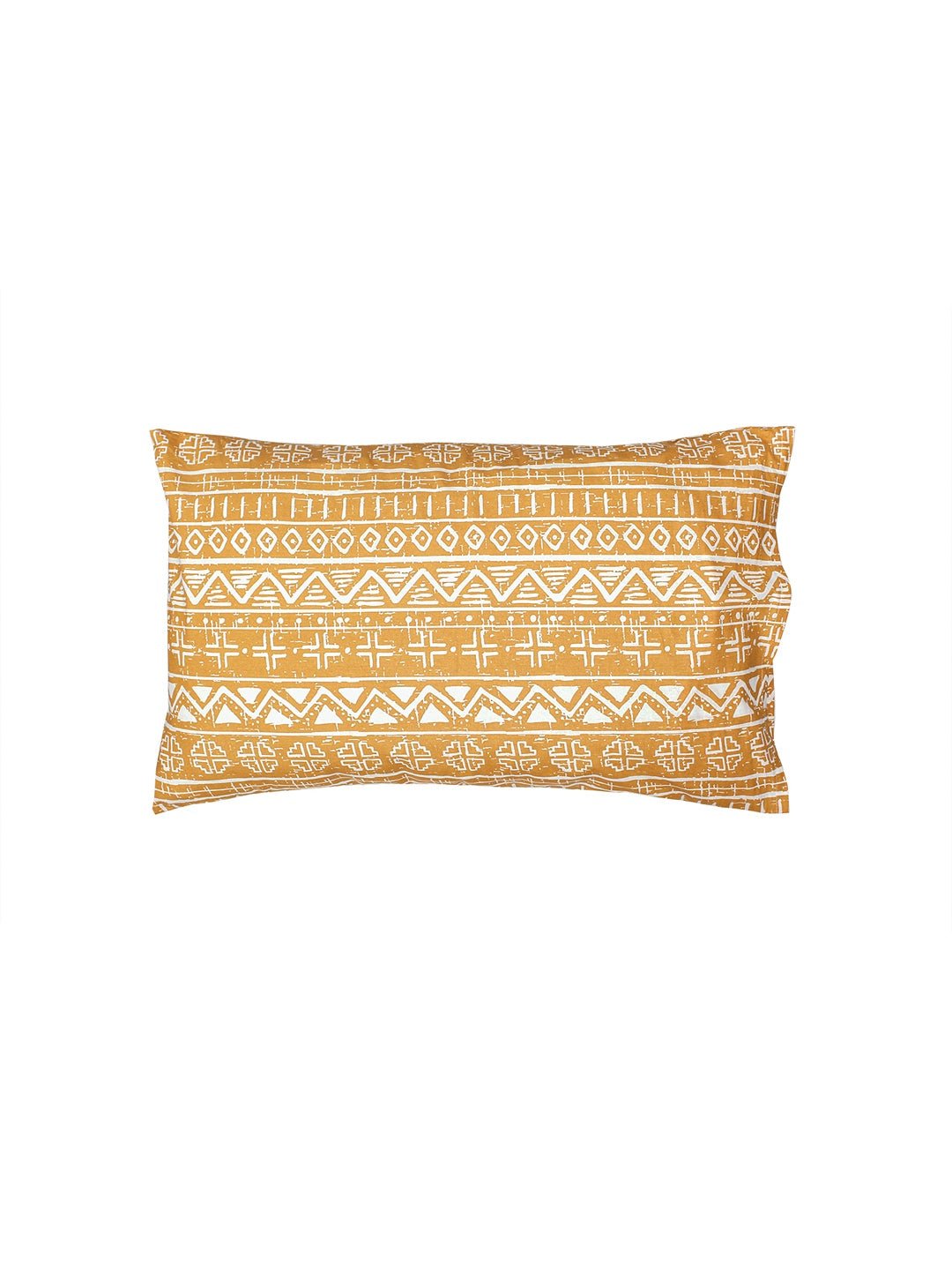 Kullu Patti 1 Double Bed Sheet & 2 Pillow Covers + 2 Pillow Filler (Yellow)