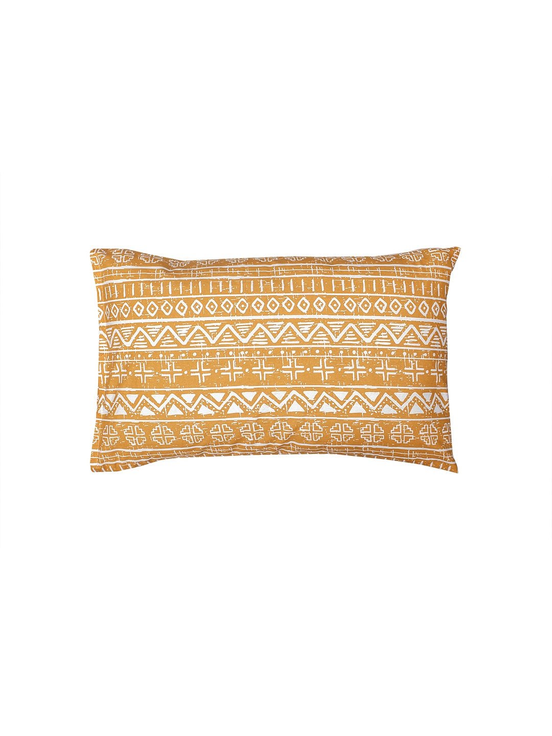 Kullu Patti 1 Double Bed Sheet & 2 Pillow Covers + 2 Pillow Filler (Yellow)