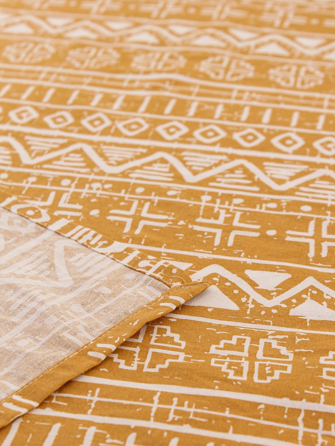 Kullu Patti 1 King Bedsheet & 2 Pillow Cover + 2 Pillow Filler (Yellow)