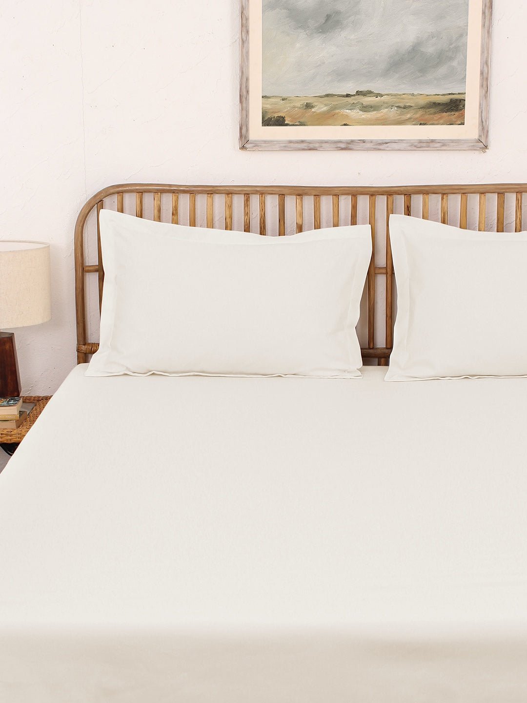Solid Bedsheet with Pillow Cover (White) - 300 TC