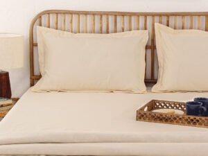 Sesame Bedsheet with Pillow Cover (Off White) – 600 TC