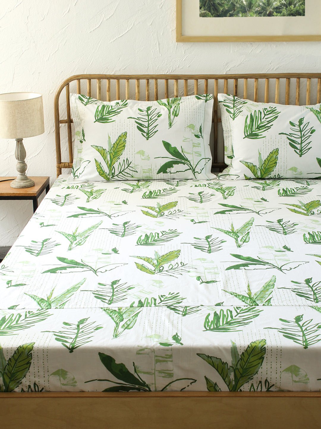 Vanam Bedsheet with Pillow Cover (Green)