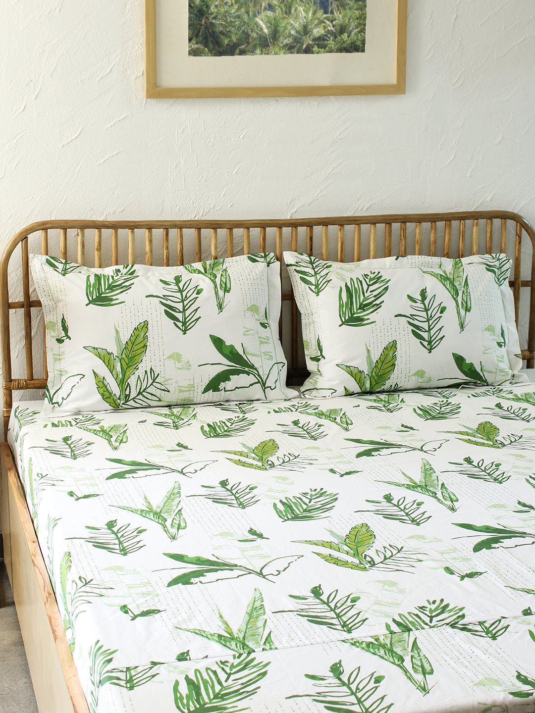 Vanam Bedsheet with Pillow Cover (Green)