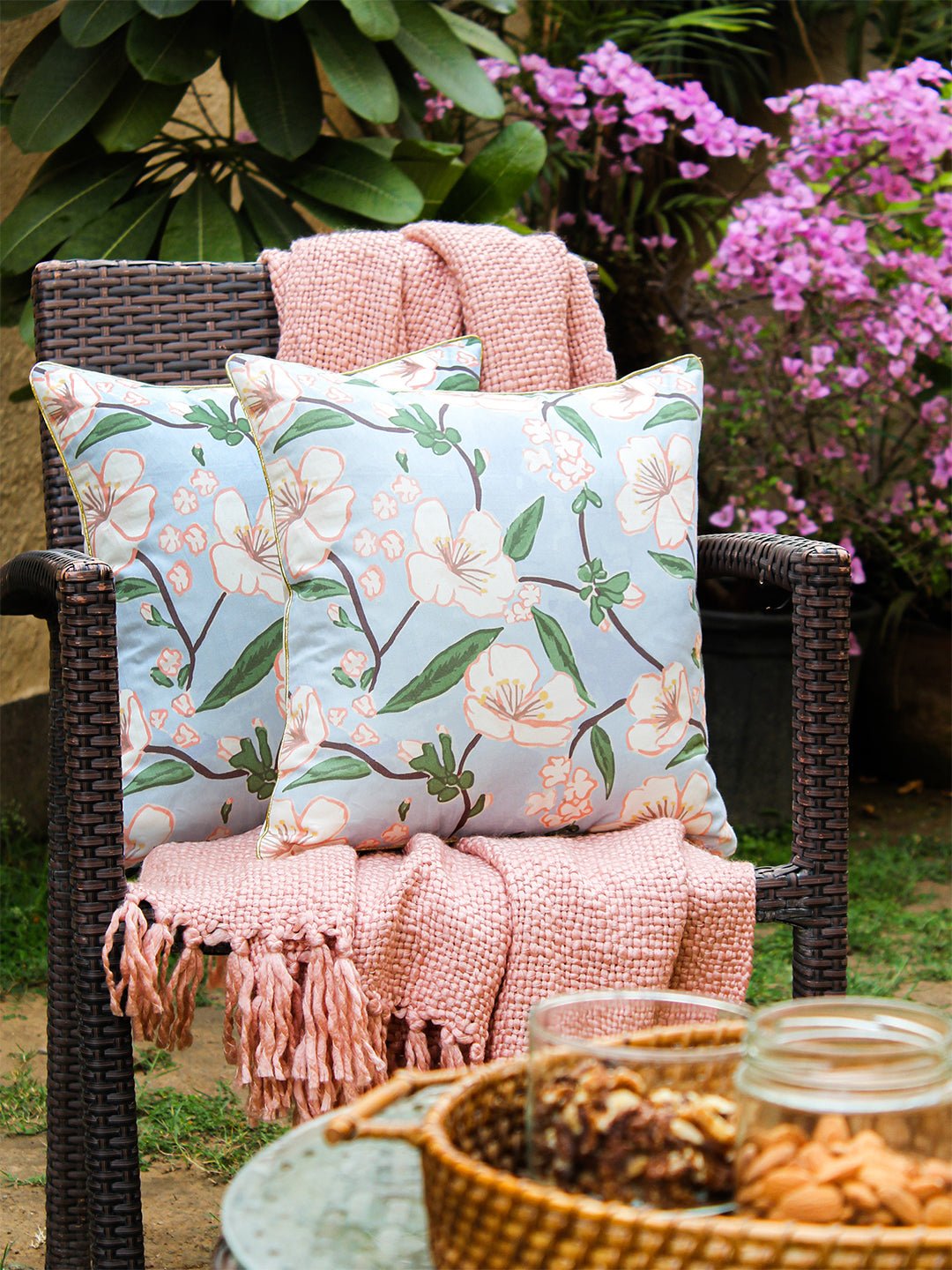 Badamwari - Set Of 2 Cushion Covers (Blue) - Medium