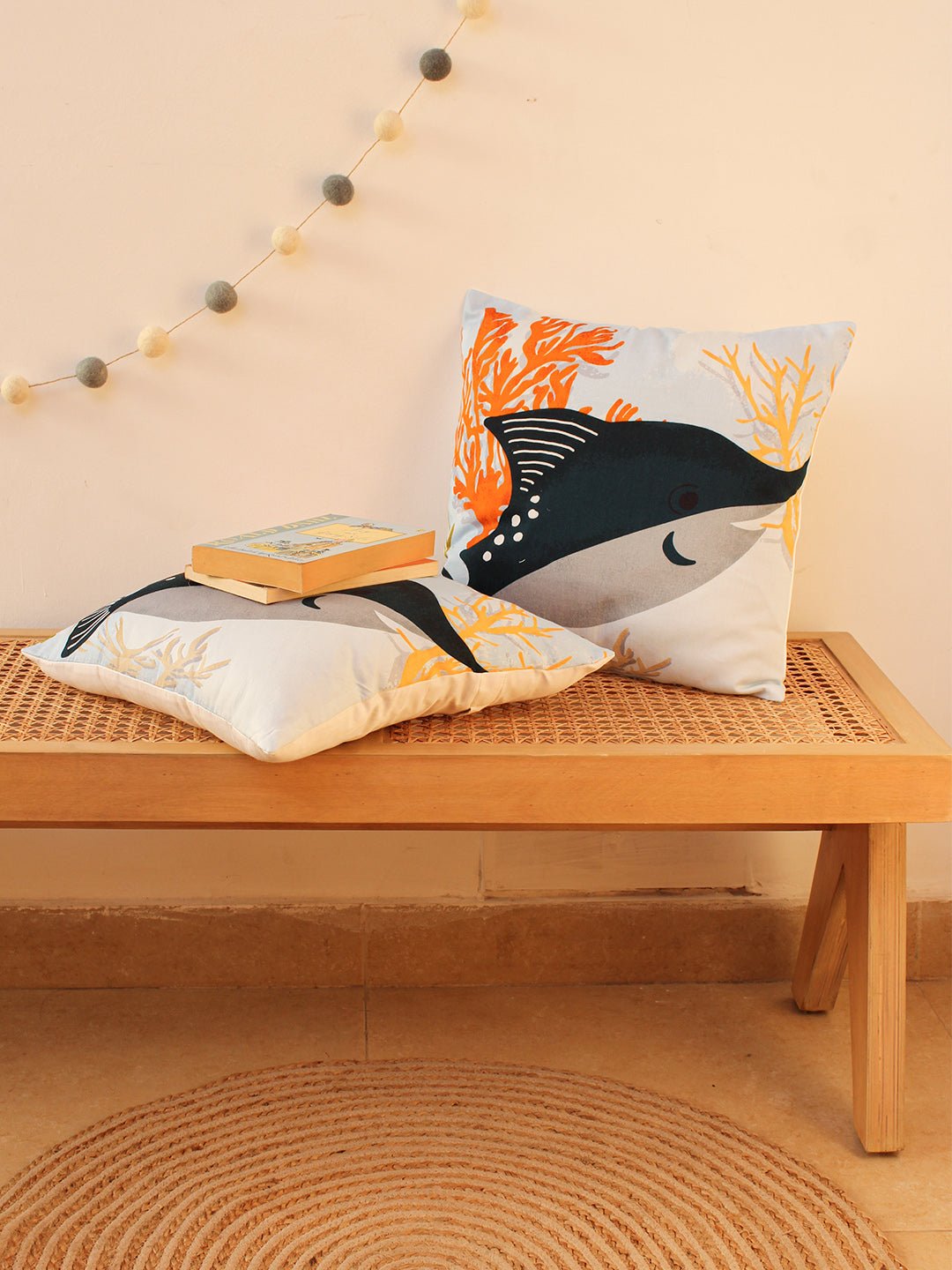 The Blue Swordfish - Set Of 2 Shaped Cushions (Multi)