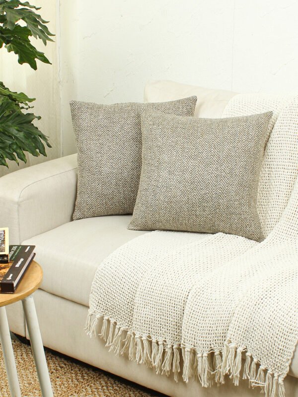Chevron Set Of 2 Cushion Covers – (Black) – 40x40cm