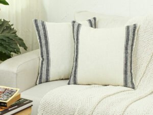 Classic Stripe Set Of 2 Cushion Covers – (Black) – 40x40cm