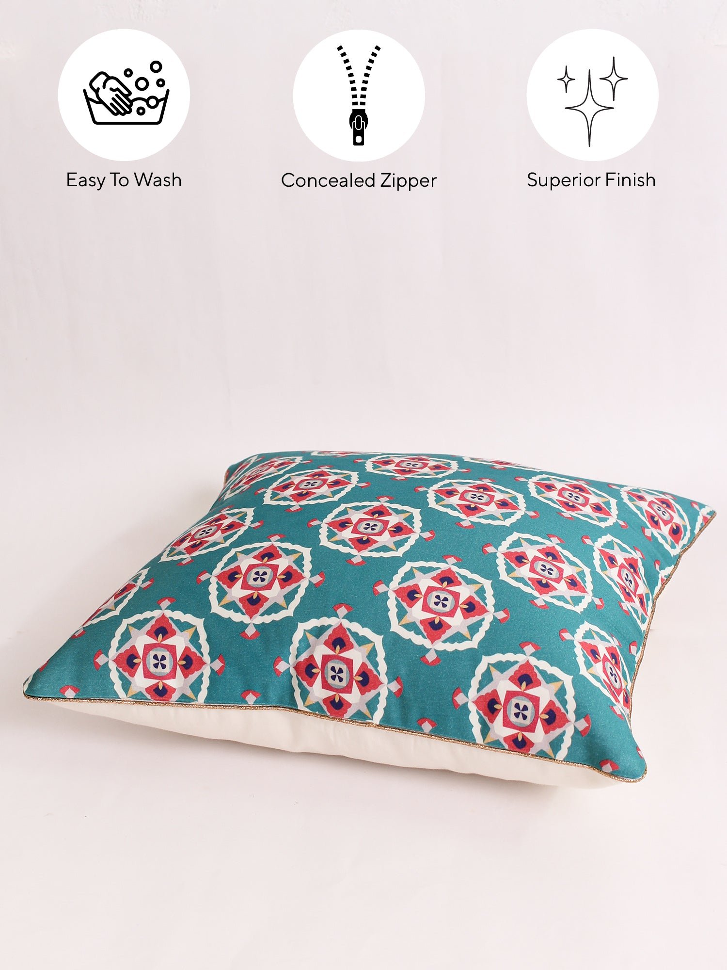 Gulshan - Set Of 2 Cushion Covers (Teal) - Medium