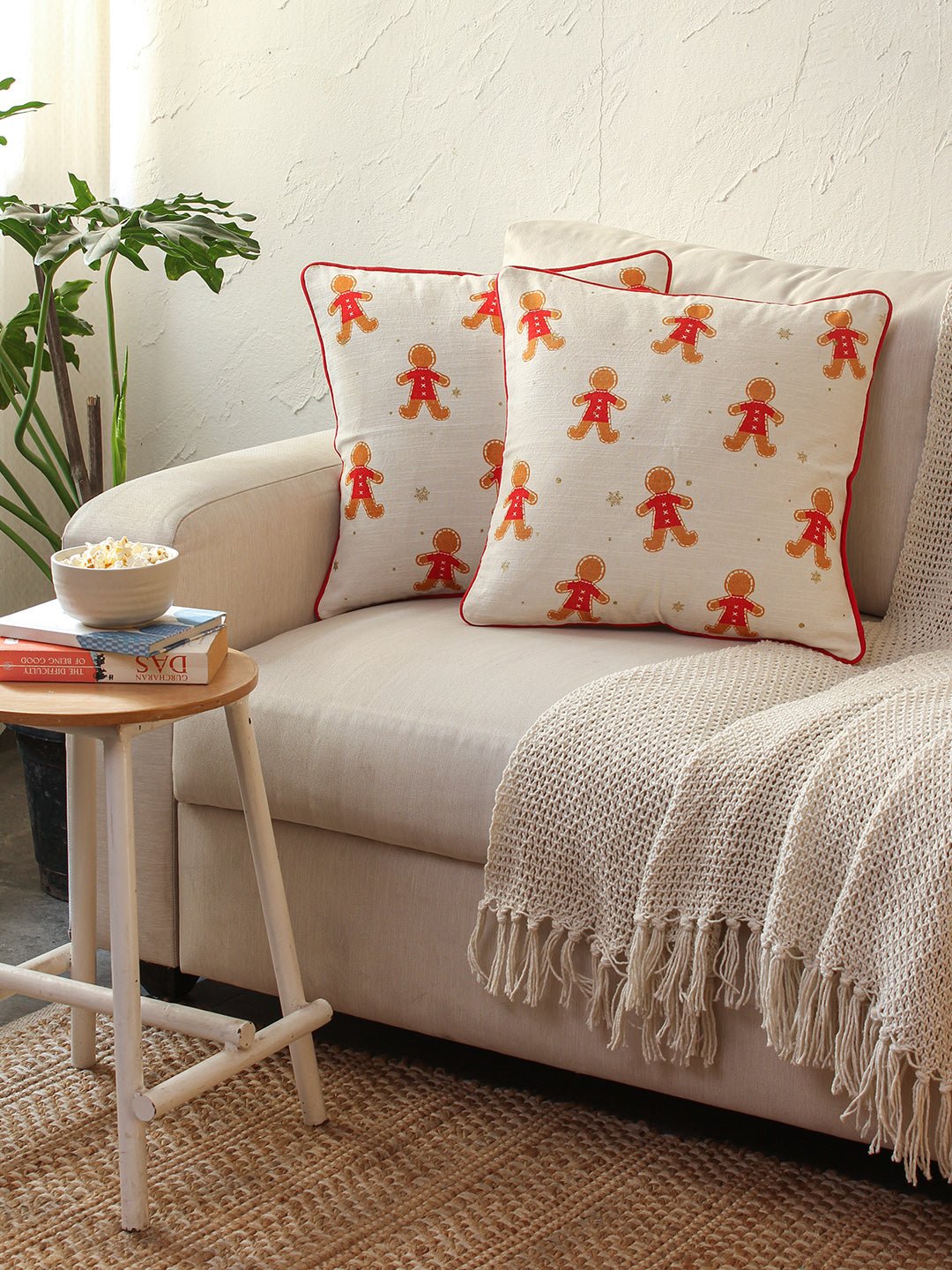 Gingerbread Man - Set of 2 Cushion Covers (Multi) - Medium