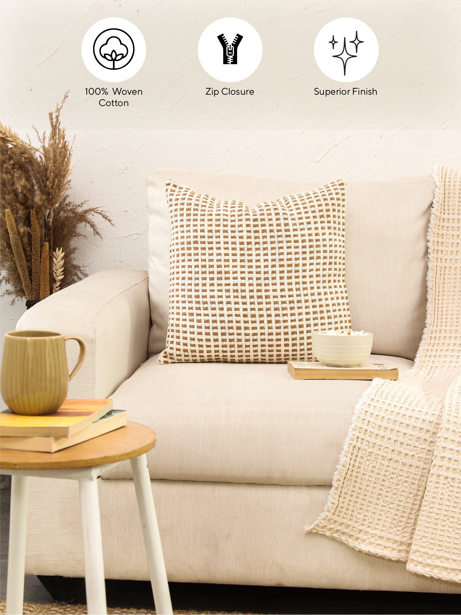 Girnar - Set Of 2 Cushion Covers (Brown) - 45X45 cm