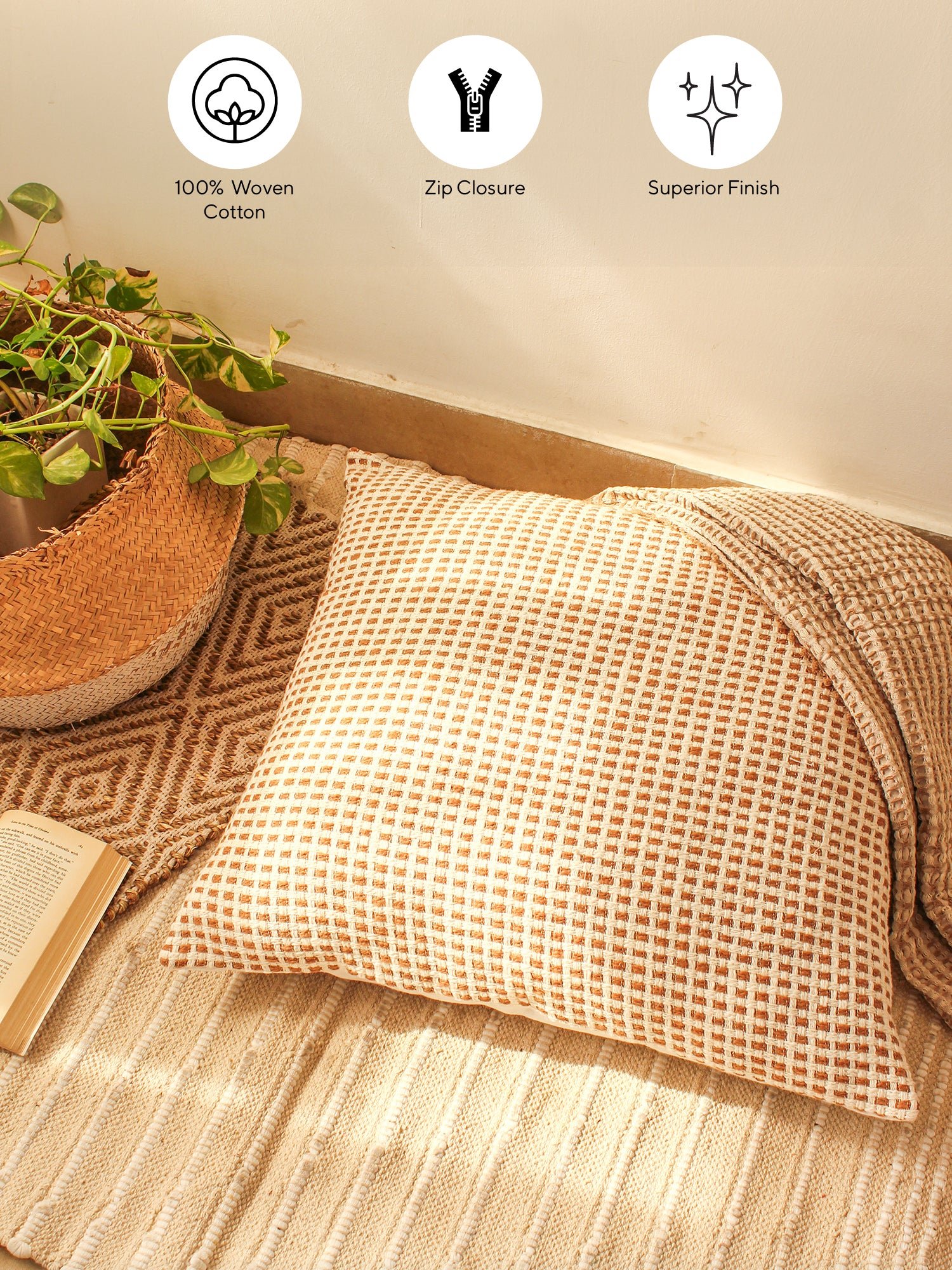 Girnar - Set Of 2 Cushion Covers (Brown) - Large