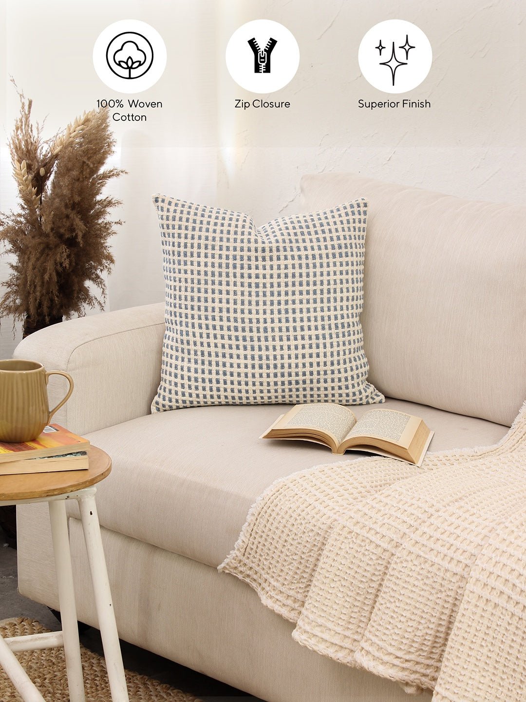 Girnar - Set Of 2 Cushion Covers (Dark Blue) - Medium