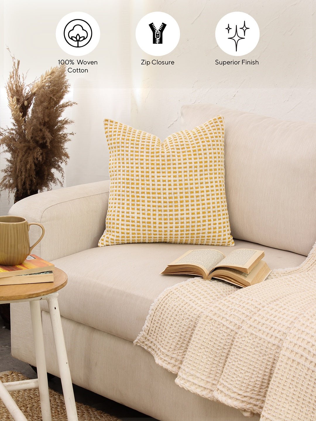 Girnar - Set Of 2 Cushion Covers (Yellow) - Medium