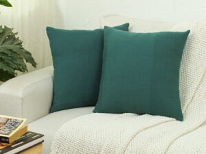 Herringbone Set Of 2 Cushion Covers – (Green) – 40x40cm