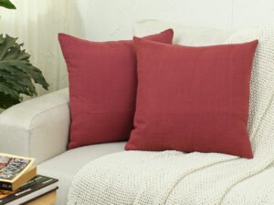 Herringbone Set Of 2 Cushion Covers – (Rust) – 40x40cm