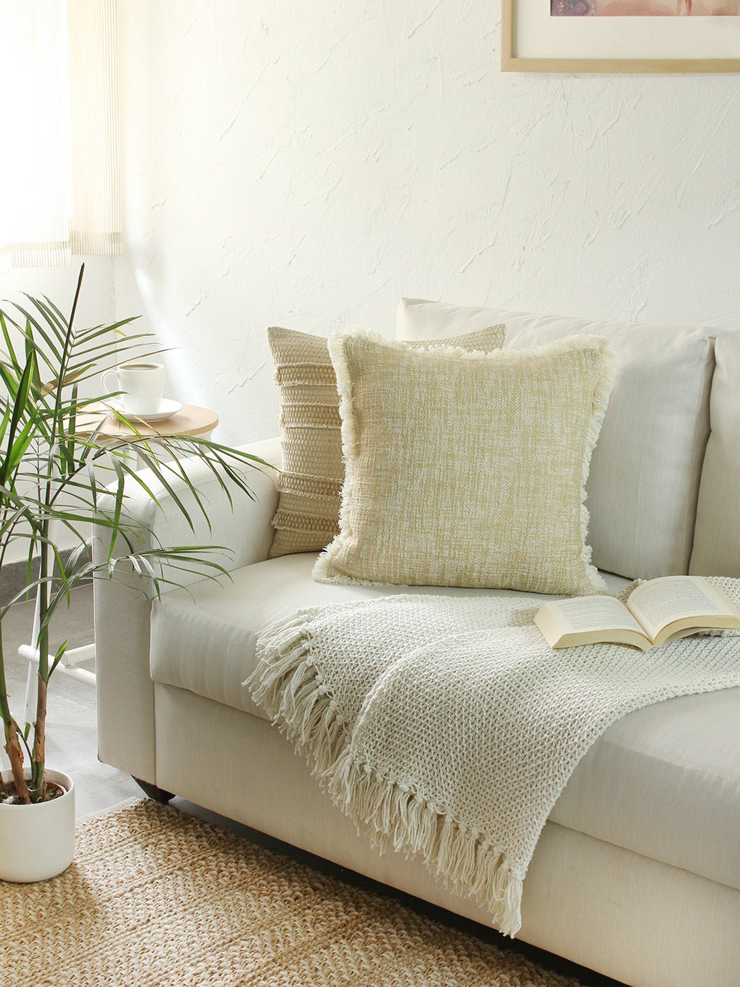 Matsya Vala - Set Of 2 Cushion Covers (Beige) - 45X45 cm