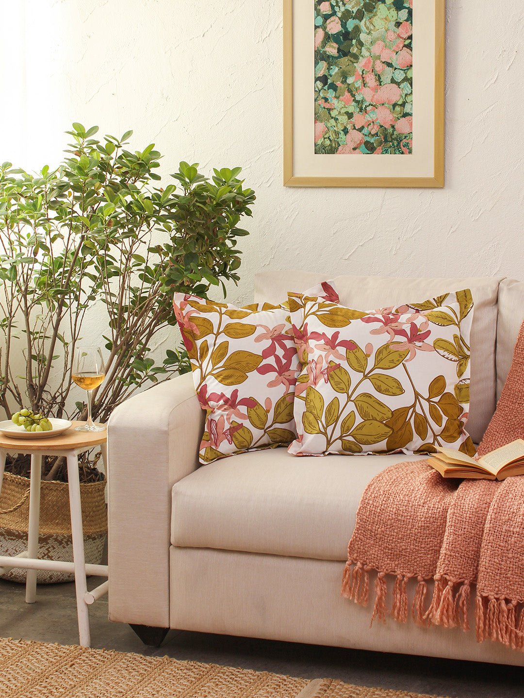 Moringa - Set Of 2 Cushion Covers (Pink) - Medium