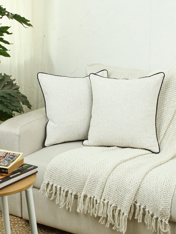 Safaid Set Of 2 Cushion Covers – (Ivory) – 40x40cm