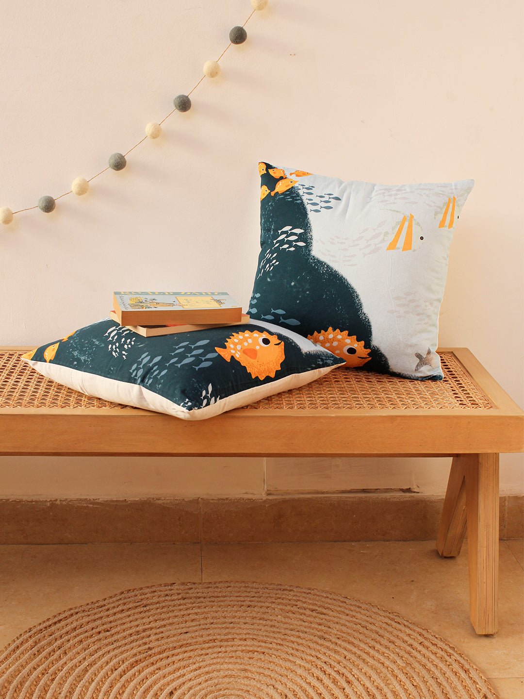 The Spiny Pufferfish - Set Of 2 Shaped Cushions (Multi)