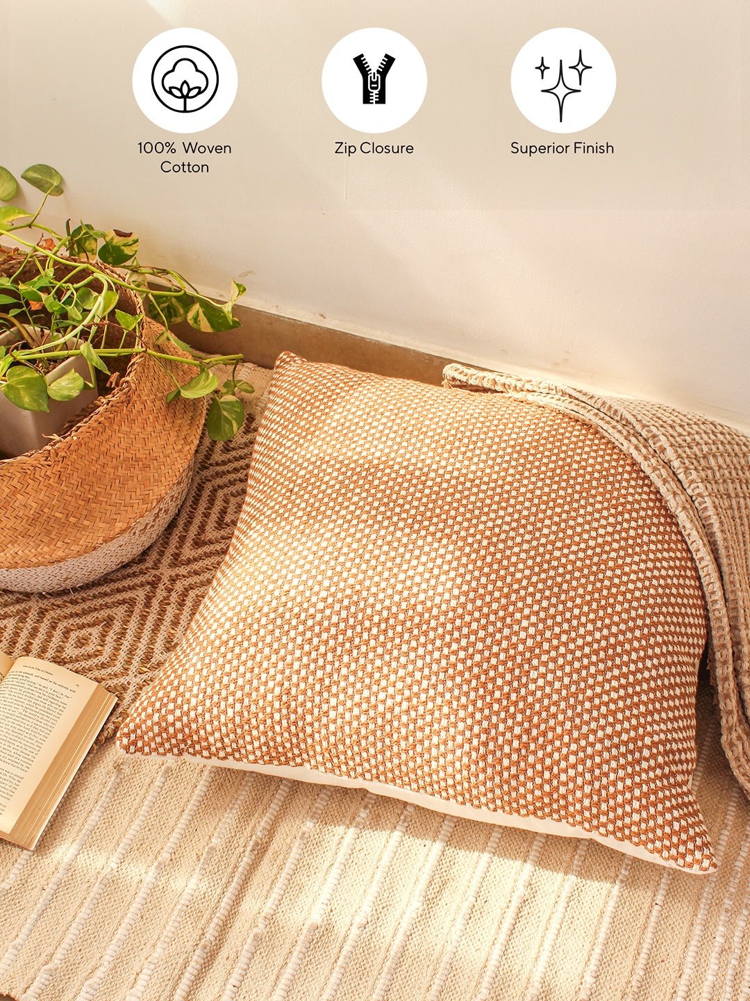 Vindhya - Set Of 2 Cushion Cover (Brown) - Large