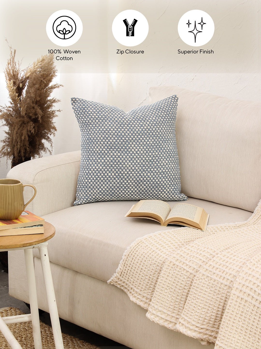 Vindhya - Set Of 2 Cushion Covers (Dark Blue) - Medium