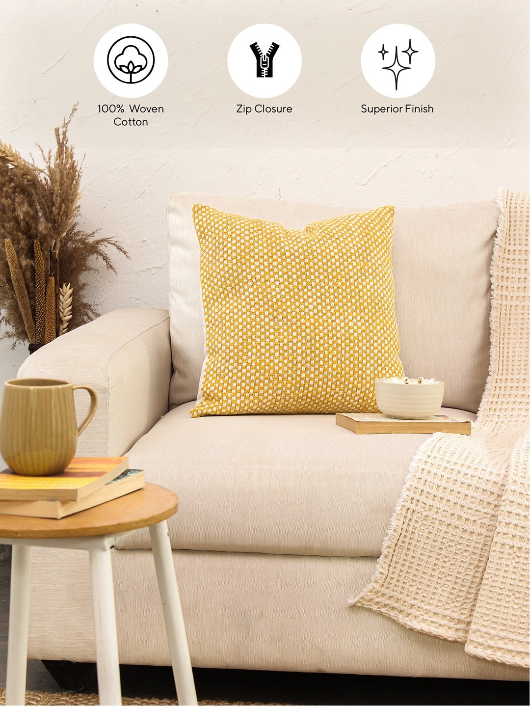 Vindhya - Set Of 2 Cushion Covers (Yellow) - 45X45 cm