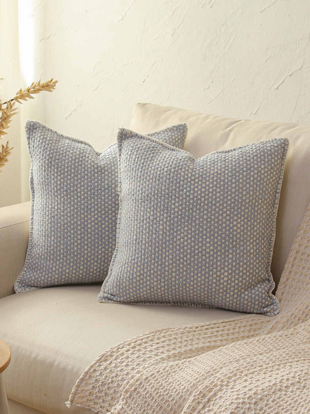 Vindhya - Set Of 2 Cushion Covers (Light Blue) - Medium