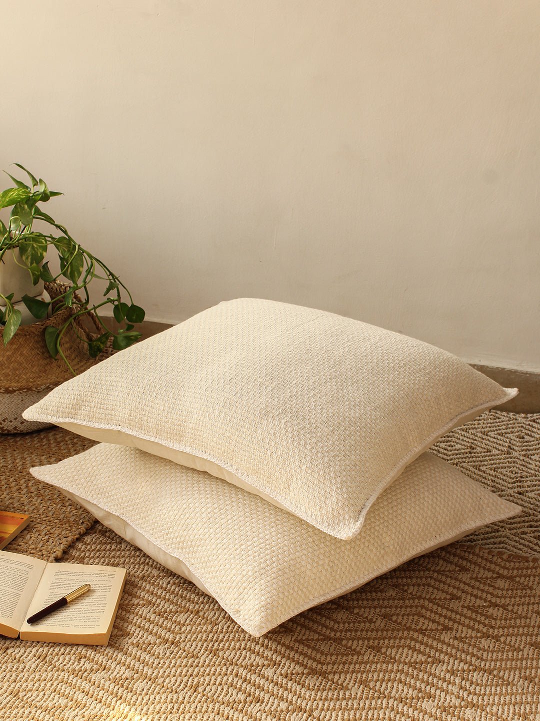 Vindhya - Set Of 2 Cushion Covers (Natural) - Large