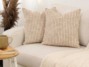 Girnar Set Of 2 Cushion Covers + 2 Cushion Fillers (Brown) – 40X40 cm