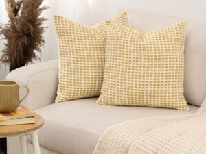Girnar Set Of 2 Cushion Covers + 2 Cushion Fillers (Yellow) – 40X40 cm