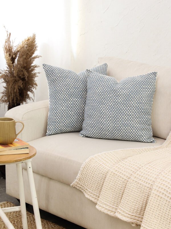 Vindhya Set Of 2 Cushion Covers + 2 Cushion Fillers (Dark Blue) – 40X40 cm