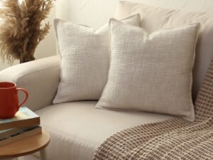 Vindhya Set Of 2 Cushion Covers + 2 Cushion Fillers (Natural) – 40X40 cm