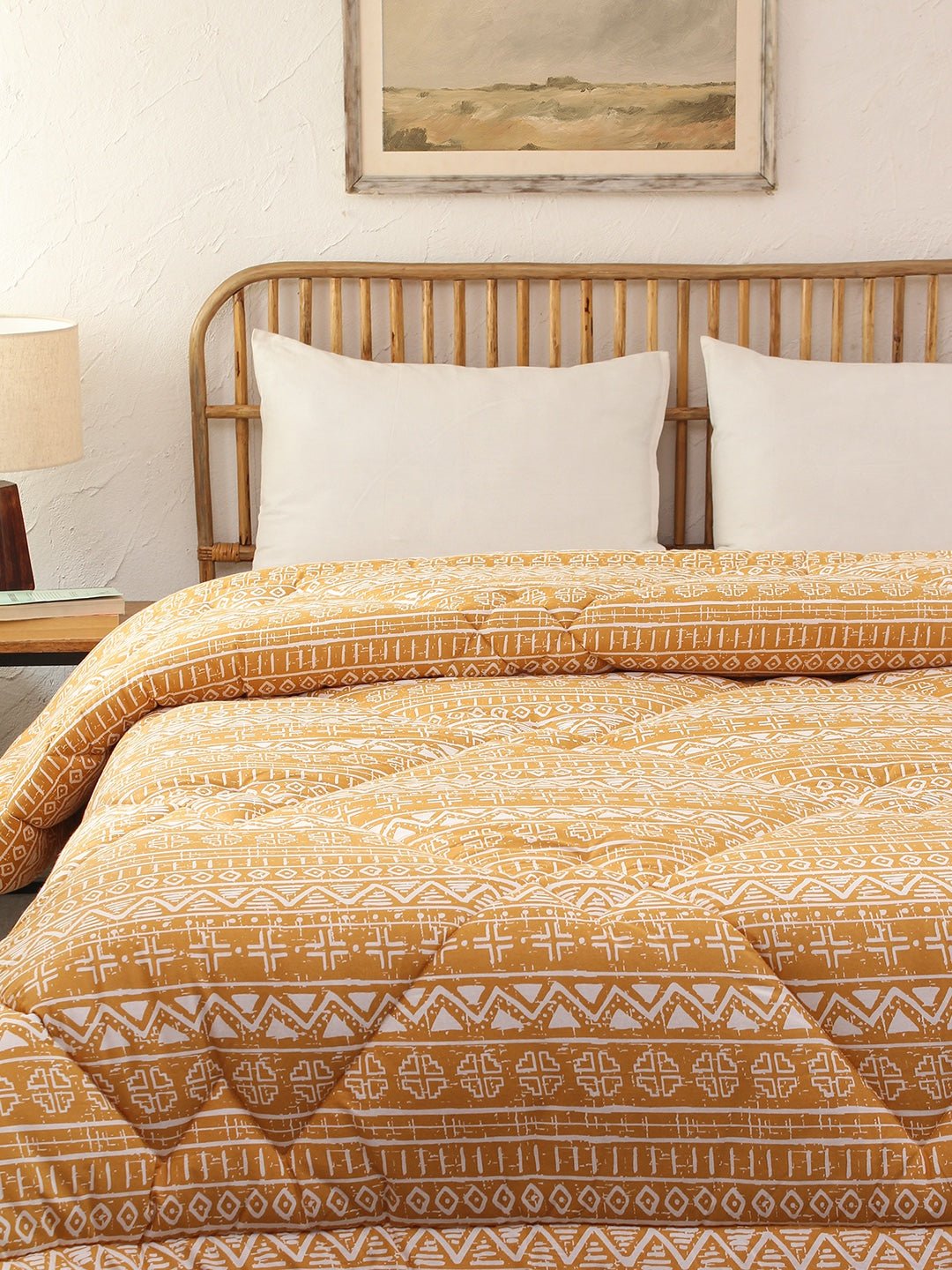 Kullu Patti Double Comforter (Yellow)