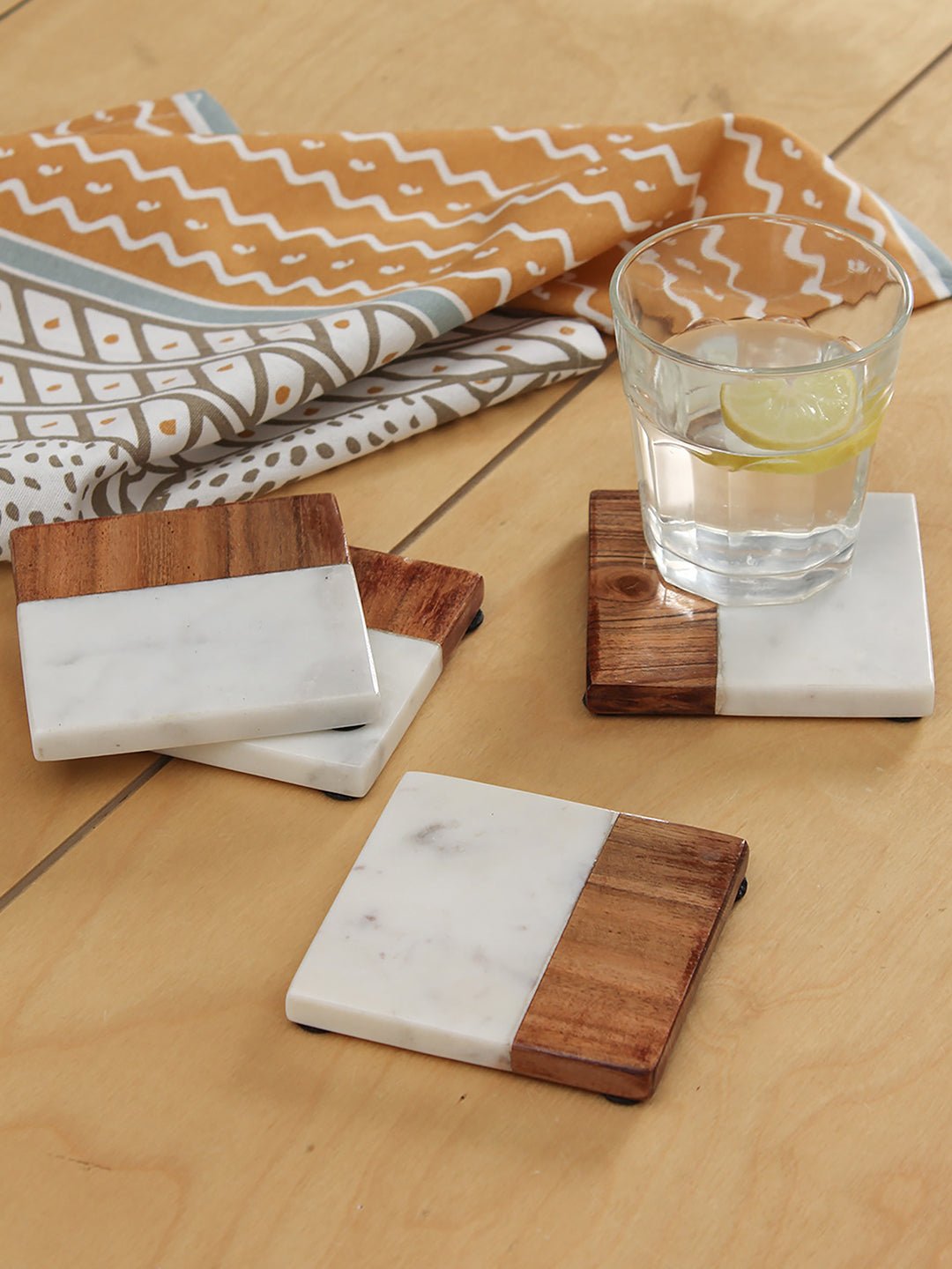 Tripolia - Set Of 4 Coasters (Brown White)