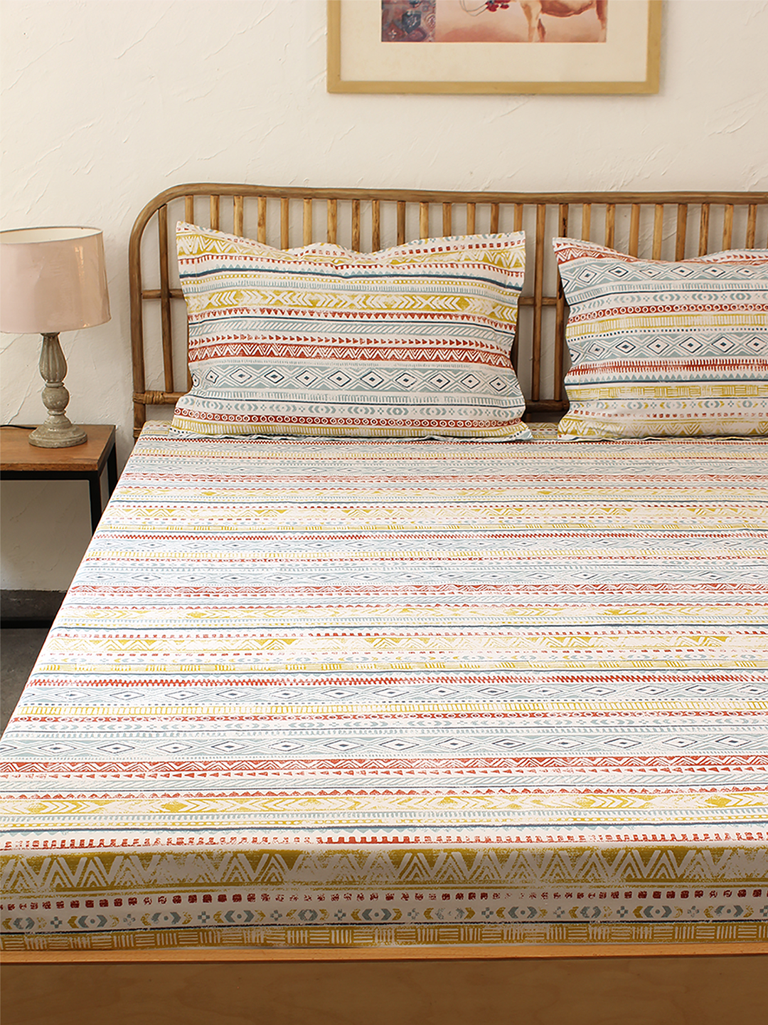 Meghwal Fitted Bedsheet Set (Blue)