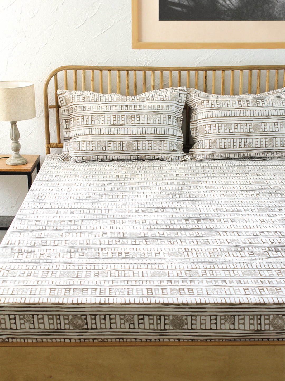 Sanchi Fitted Bedsheet Set (Grey)