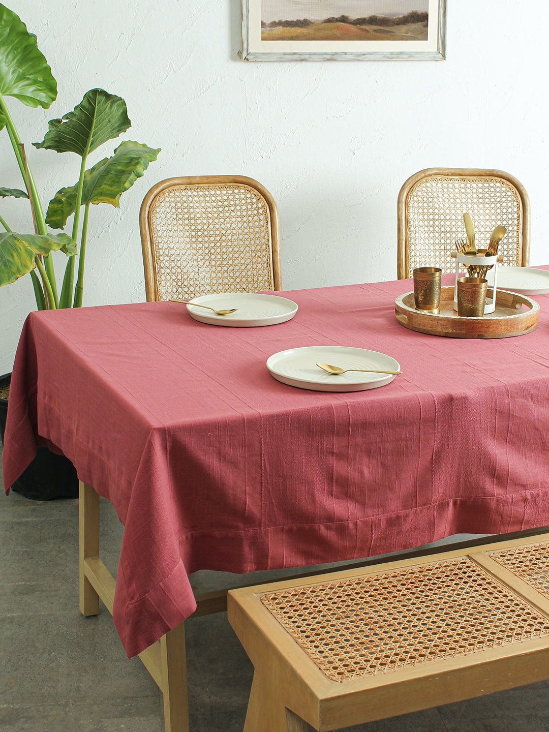 Herringbone 1 Table Cover - (Maroon) - Large