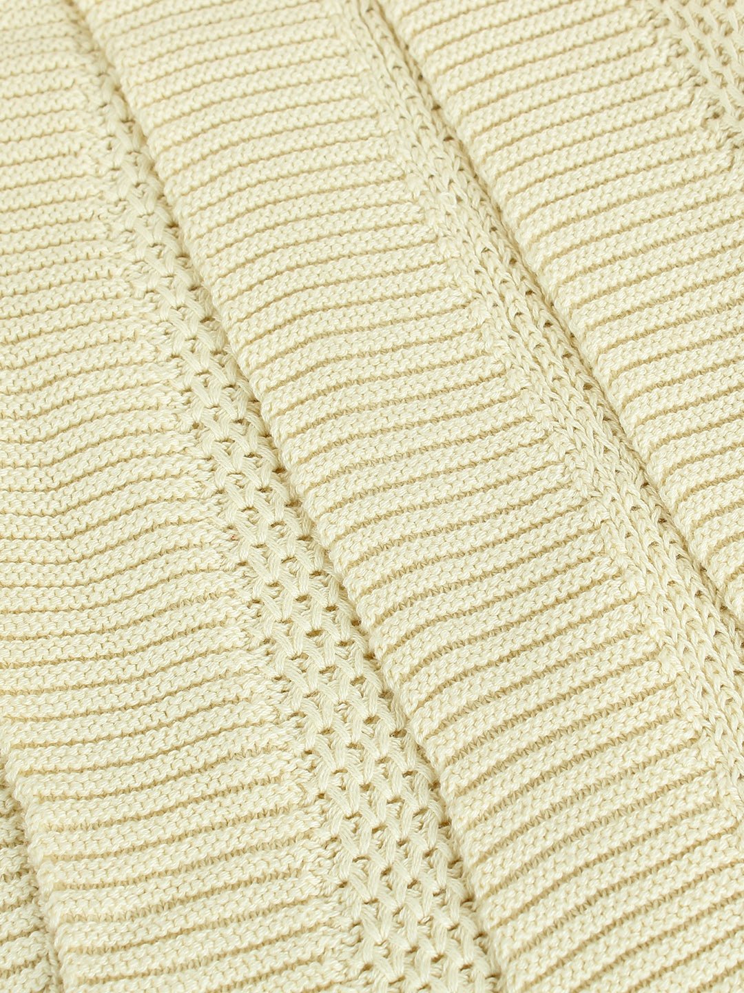 Solid Knitted Throw - White